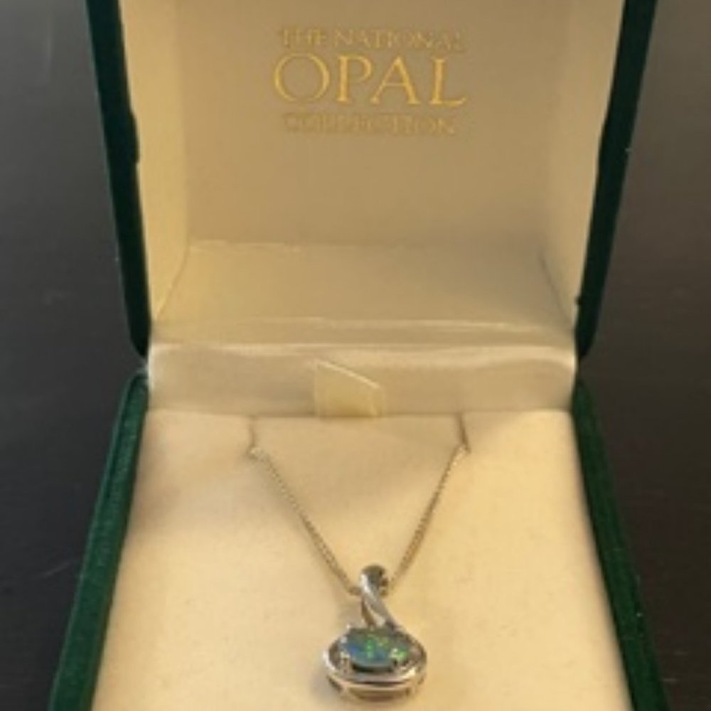 Opal Necklace w/ Sterling Silver Setting & Chain